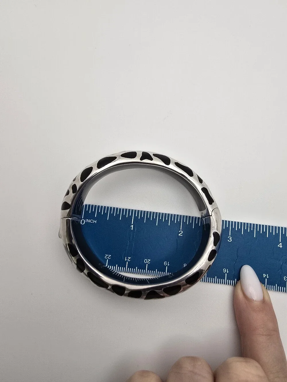 Rare $699 Signed Voreno 925 Safari Black Enamel Statement Bangle Bracelet E